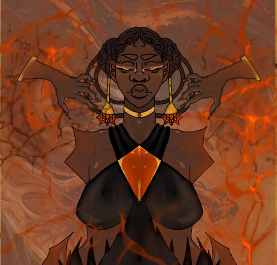 An elemental card game concept using Adinkra symbols referencing different concepts from Ghana, a mock-up design based on the card game Here to Slay.